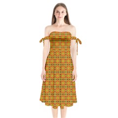 Shoulder Tie Bardot Midi Dress 