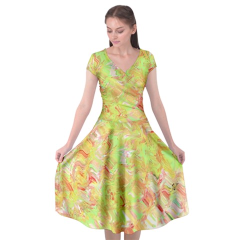 Watercolor Autumn (2) Cap Sleeve Wrap Front Dress from ArtsNow.com