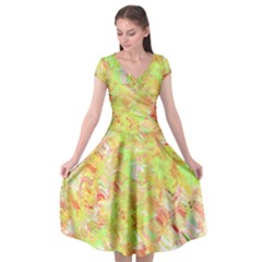 Watercolor Autumn (2) Cap Sleeve Wrap Front Dress from ArtsNow.com