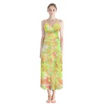 Watercolor Autumn (2) Button Up Chiffon Maxi Dress