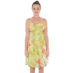 Watercolor Autumn (2) Ruffle Detail Chiffon Dress