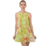 Watercolor Autumn (2) Halter Tie Back Chiffon Dress