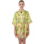Watercolor Autumn (2) Half Sleeve Satin Kimono 
