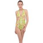 Watercolor Autumn (2) Halter Front Plunge Swimsuit