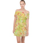 Watercolor Autumn (2) Off Shoulder Chiffon Dress