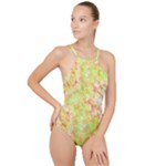 Watercolor Autumn (2) High Neck One Piece Swimsuit