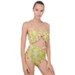 Watercolor Autumn (2) Scallop Top Cut Out Swimsuit