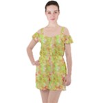 Watercolor Autumn (2) Ruffle Cut Out Chiffon Playsuit