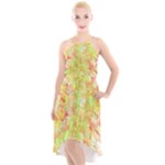 Watercolor Autumn (2) High-Low Halter Chiffon Dress 