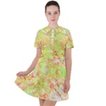 Watercolor Autumn (2) Short Sleeve Shoulder Cut Out Dress 