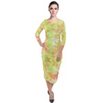 Watercolor Autumn (2) Quarter Sleeve Midi Velour Bodycon Dress