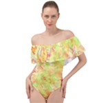 Watercolor Autumn (2) Off Shoulder Velour Bodysuit 