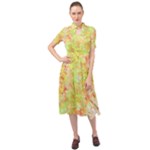 Watercolor Autumn (2) Keyhole Neckline Chiffon Dress