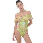 Watercolor Autumn (2) Frill Detail One Piece Swimsuit
