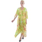 Watercolor Autumn (2) Quarter Sleeve Wrap Front Maxi Dress