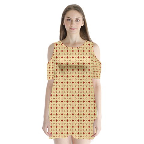 Classic Earthtone Argyle (2) Shoulder Cutout Velvet One Piece from ArtsNow.com