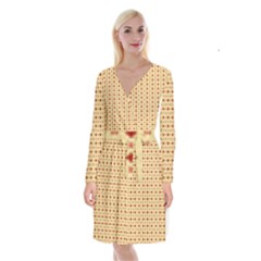 Long Sleeve Velvet Front Wrap Dress 