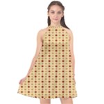 Classic Earthtone Argyle (2) Halter Neckline Chiffon Dress 