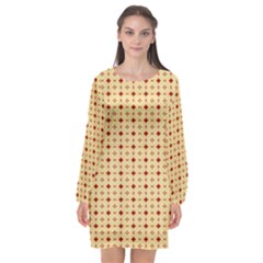 Long Sleeve Chiffon Shift Dress  