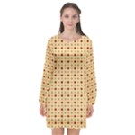 Classic Earthtone Argyle (2) Long Sleeve Chiffon Shift Dress 