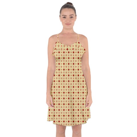 Classic Earthtone Argyle (2) Ruffle Detail Chiffon Dress from ArtsNow.com