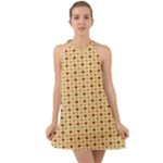 Classic Earthtone Argyle (2) Halter Tie Back Chiffon Dress