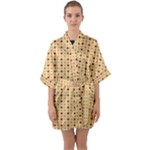 Classic Earthtone Argyle (2) Half Sleeve Satin Kimono 