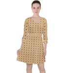 Classic Earthtone Argyle (2) Quarter Sleeve Ruffle Waist Dress