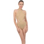 Classic Earthtone Argyle (2) Halter Side Cut Swimsuit