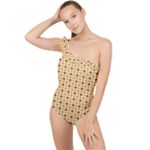 Classic Earthtone Argyle (2) Frilly One Shoulder Swimsuit