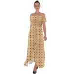 Classic Earthtone Argyle (2) Off Shoulder Open Front Chiffon Dress