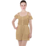 Classic Earthtone Argyle (2) Ruffle Cut Out Chiffon Playsuit