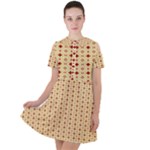 Classic Earthtone Argyle (2) Short Sleeve Shoulder Cut Out Dress 