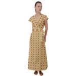 Classic Earthtone Argyle (2) Flutter Sleeve Maxi Dress