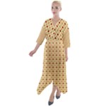 Classic Earthtone Argyle (2) Quarter Sleeve Wrap Front Maxi Dress