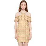 Classic Earthtone Argyle (2) Shoulder Frill Bodycon Summer Dress