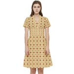 Classic Earthtone Argyle (2) Short Sleeve Waist Detail Dress