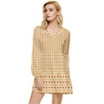 Classic Earthtone Argyle (2) Tiered Long Sleeve Mini Dress