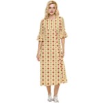 Classic Earthtone Argyle (2) Double Cuff Midi Dress