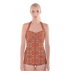 Curviness (2) Boyleg Halter Swimsuit  from ArtsNow.com