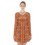 Curviness (2) Long Sleeve Velvet V-neck Dress