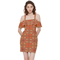 Shoulder Frill Bodycon Summer Dress 