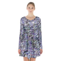 Long Sleeve Velvet V-neck Dress 