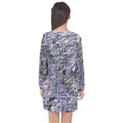Long Sleeve Chiffon Shift Dress  