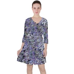 Quarter Sleeve Ruffle Waist Dress 