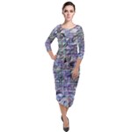 Fanciful (2) Quarter Sleeve Midi Velour Bodycon Dress