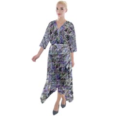 Quarter Sleeve Wrap Front Maxi Dress 