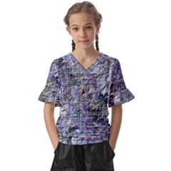 Kids  V-Neck Horn Sleeve Blouse 