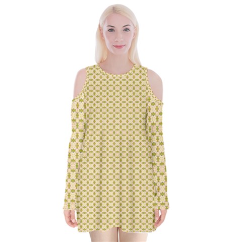 Kevin Style (2) Velvet Long Sleeve Shoulder Cutout Dress from ArtsNow.com