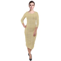Quarter Sleeve Midi Velour Bodycon Dress 